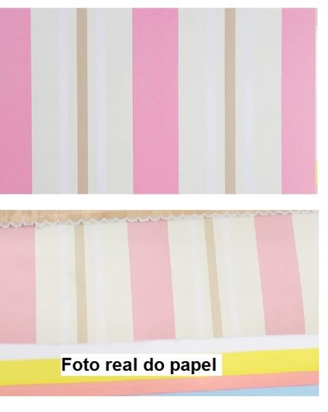 Papel Contact Estampado - Listrado Rosa - 10 metros